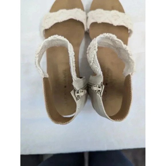Lucky Brand Kaydyn Ankle Wrap Macrame Wedge Sandals Ivory Off White Sz 10 SH4 - Picture 9 of 11